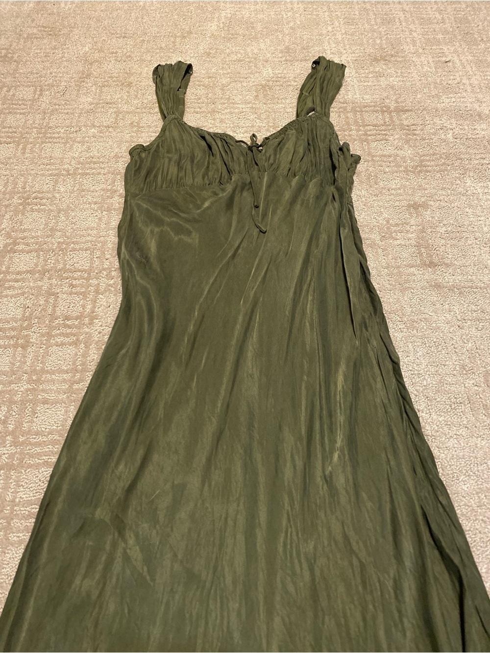 {Madewell} Petite Square-Neck Midi Dress | Expedition Green~ Size 12 - Picture 6 of 16